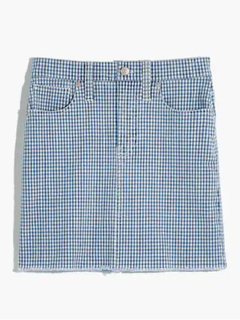 Madewell Stretch Straight Mini Skirt in Blue Gingham